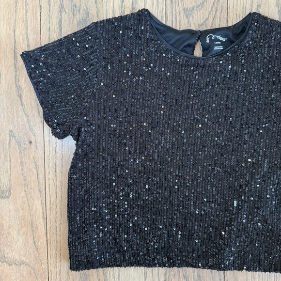 Art Class Girls’ Boxy Black Sequin Kids Crop Length Top Size Large 10/12 - Picture 2 of 11